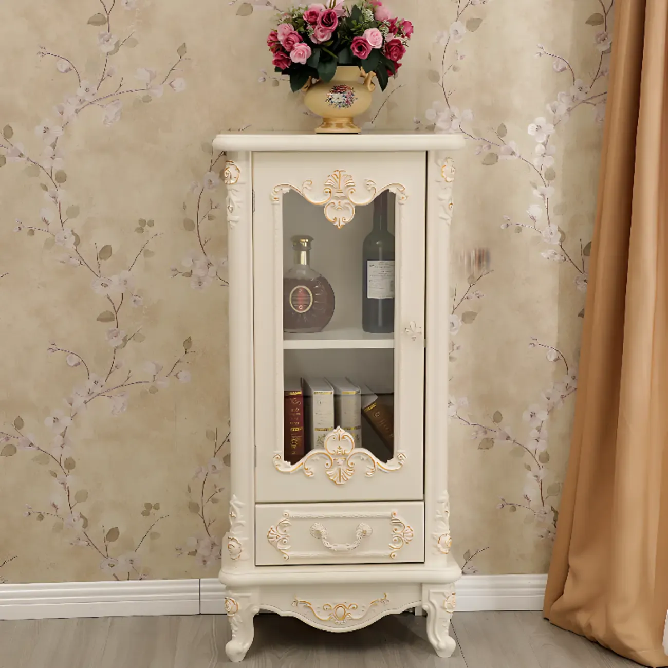 Scandinavian Wooden 2-Drawer Standard Curio Cabinet Image - 2