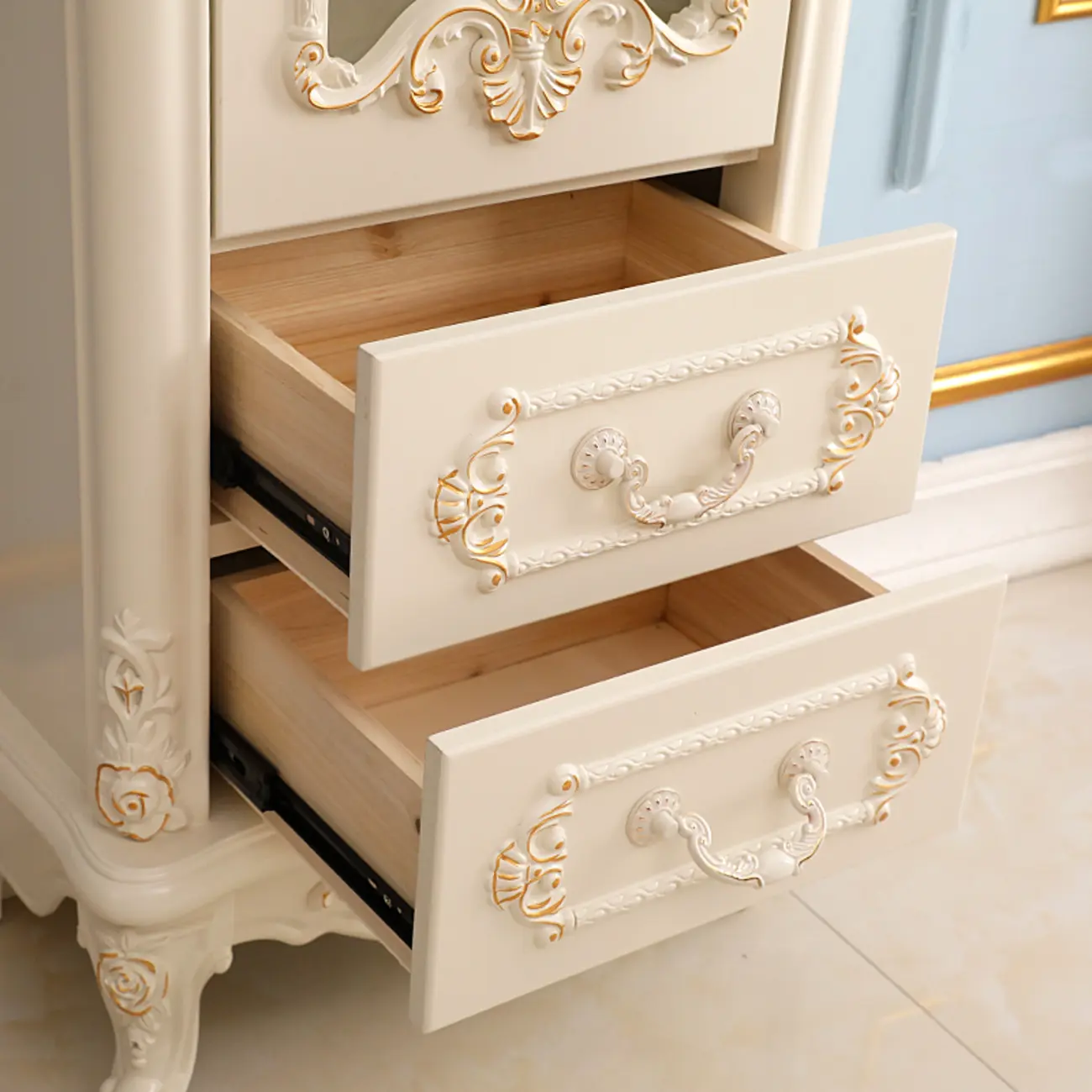 Scandinavian Wooden 2-Drawer Standard Curio Cabinet Image - 4 | homeyfad