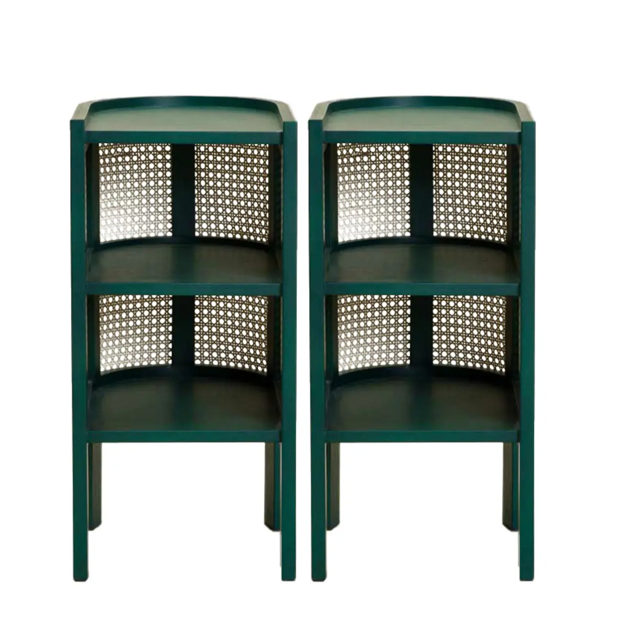 Small Natural Wood Rattan Panels End Table with Storage Image - 4 | homeyfad