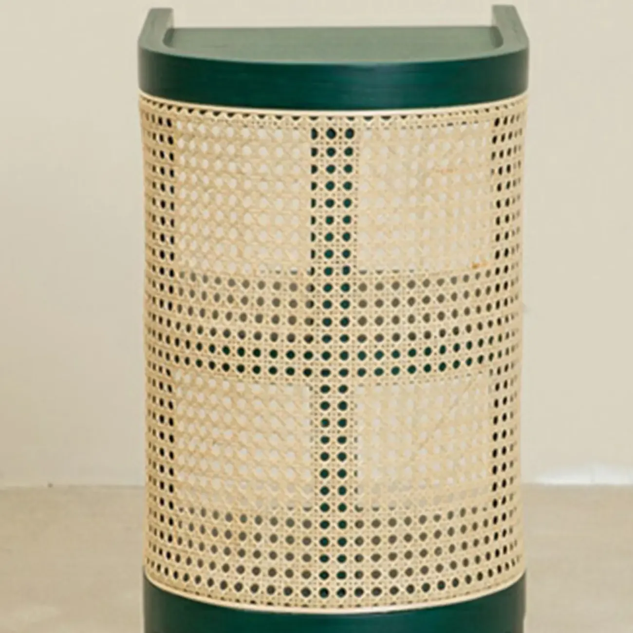 Small Natural Wood Rattan Panels End Table with Storage Image - 12