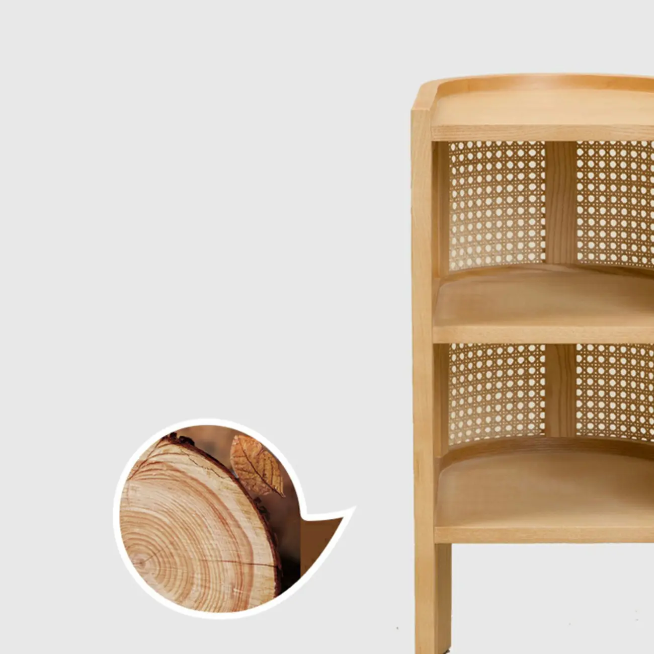 Small Natural Wood Rattan Panels End Table with Storage Image - 14 | homeyfad