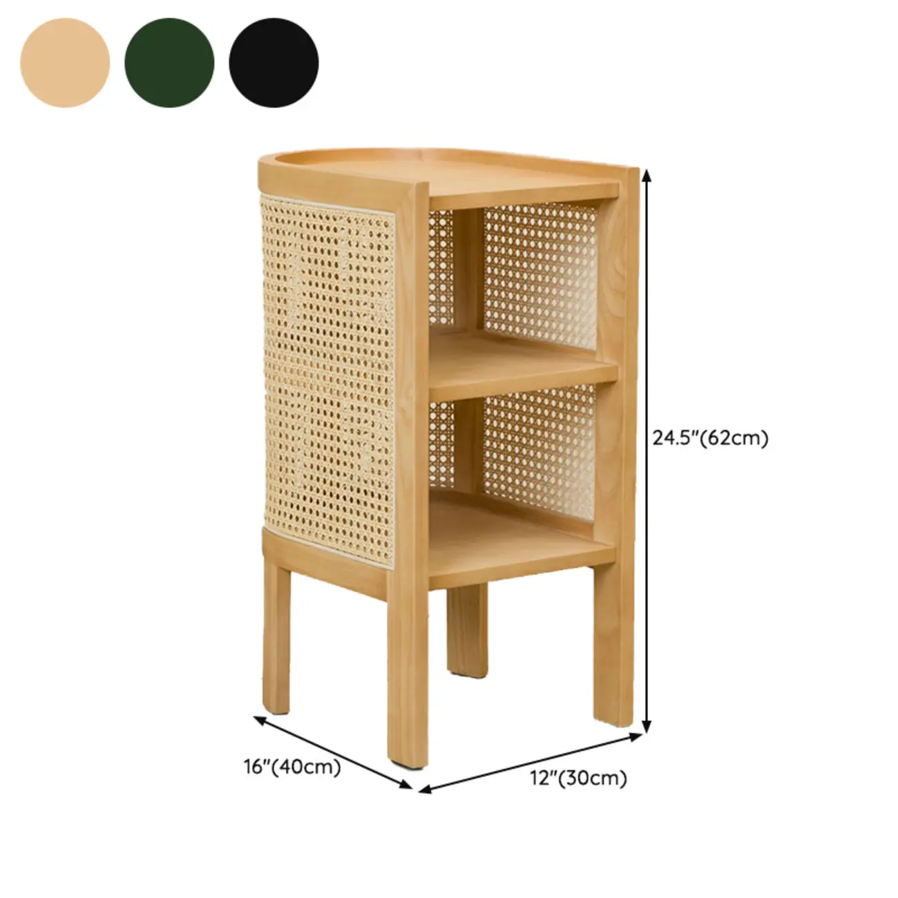 Small Natural Wood Rattan Panels End Table with Storage #size | homeyfad