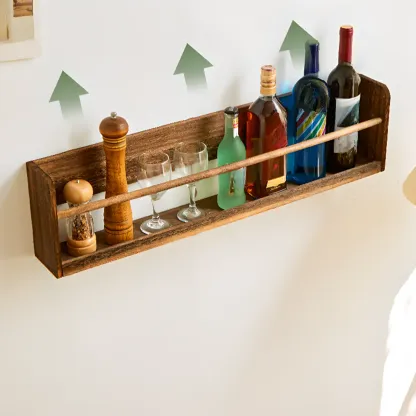 Modern Wooden Wall-Mounted Open Bookcase Small Bookshelf Image - 7