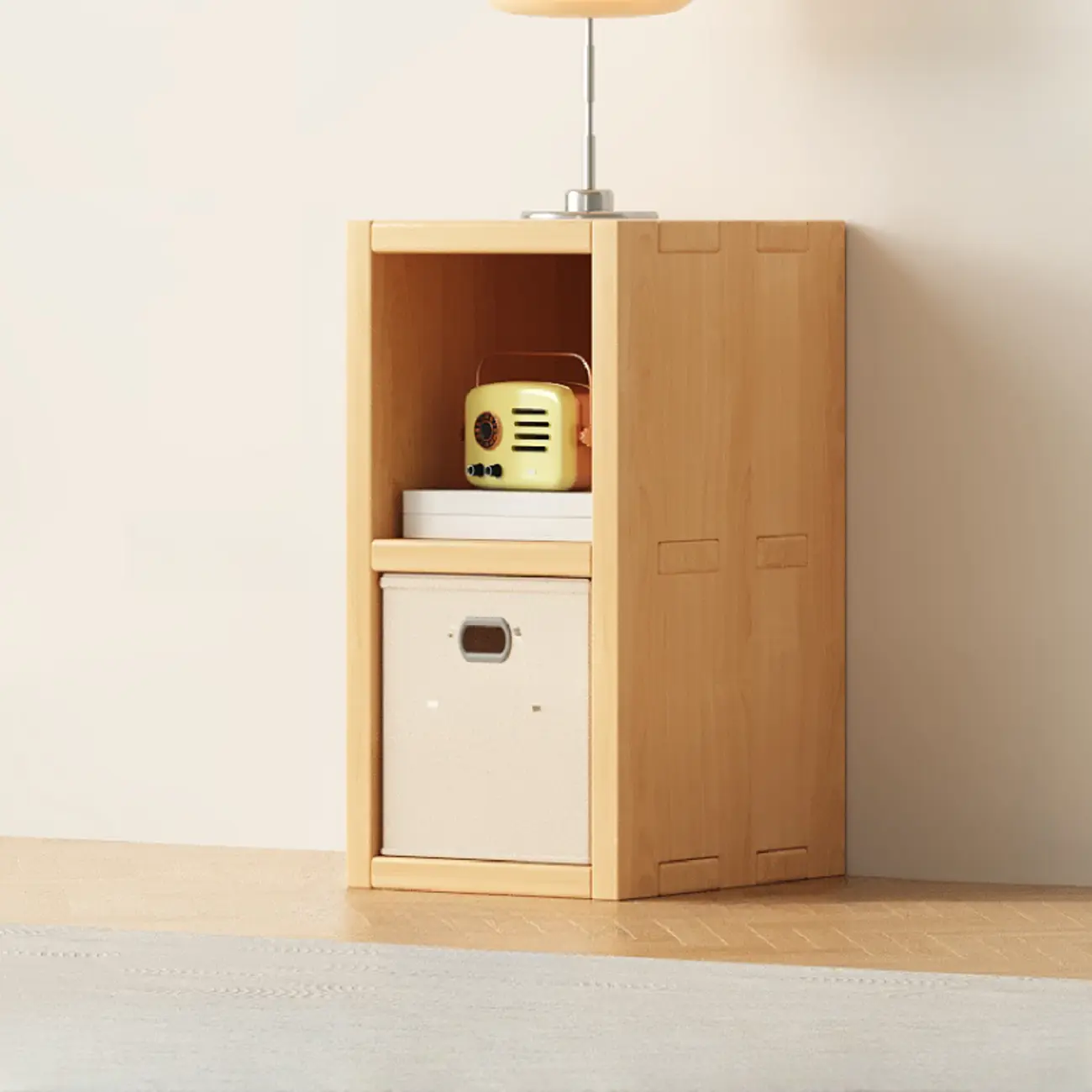 Horizontal Natural Solid Wood Open Cube Wide Bookcase Image - 15 | homeyfad