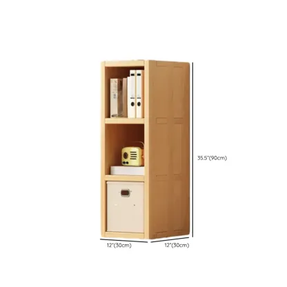 Horizontal Natural Solid Wood Open Cube Wide Bookcase Image - 28