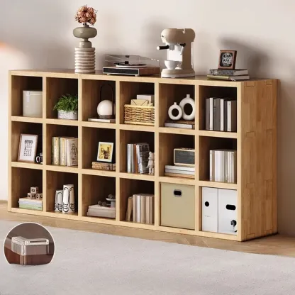 Modern Horizontal Solid Wood 8-Cube Natural Finish Bookcase Image - 3