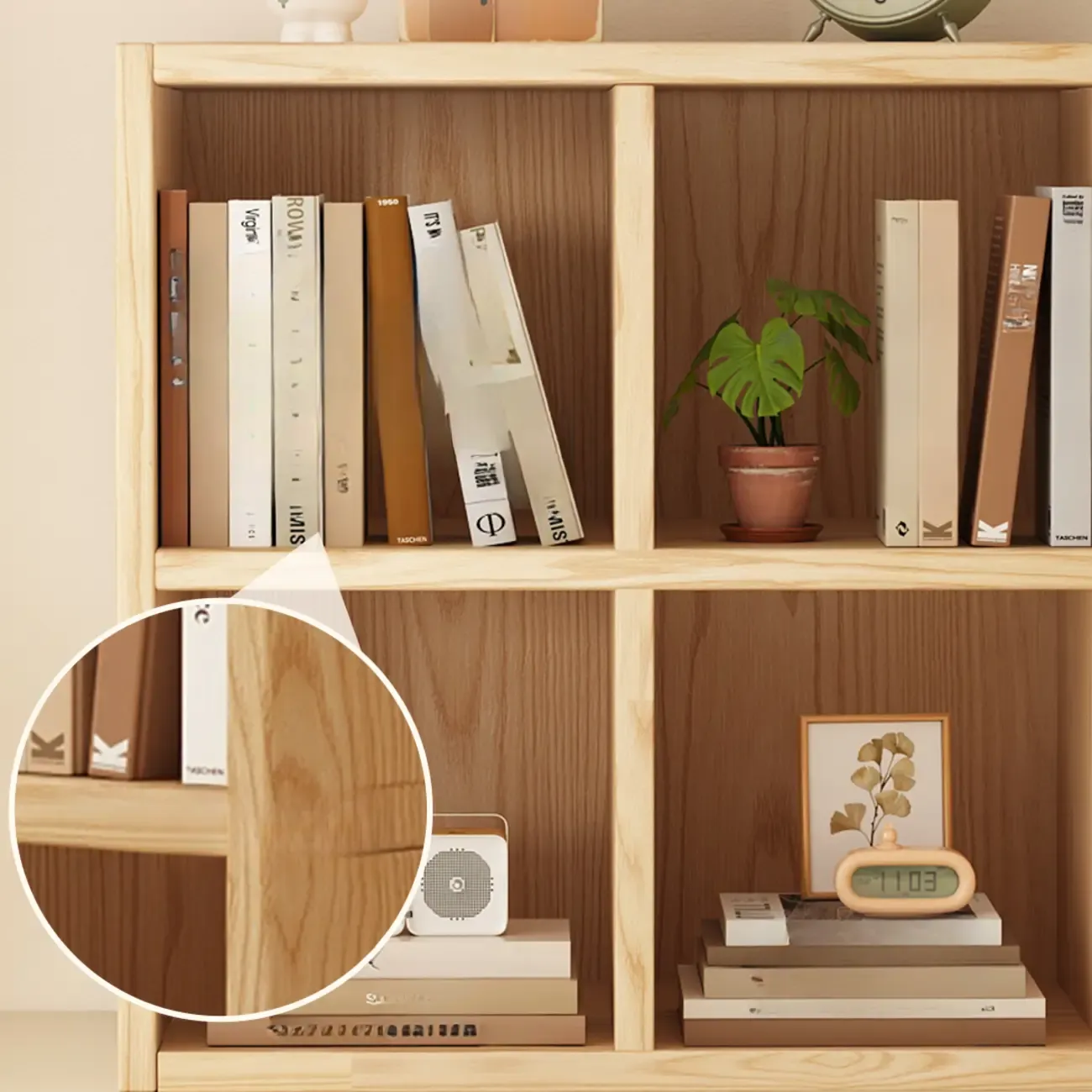 Modern Horizontal Solid Wood 8-Cube Natural Finish Bookcase Image - 4