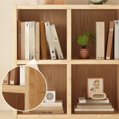 Modern Horizontal Solid Wood 8-Cube Natural Finish Bookcase Image - 4