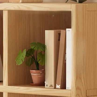 Modern Horizontal Solid Wood 8-Cube Natural Finish Bookcase Image - 6