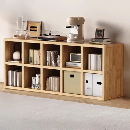 Modern Horizontal Solid Wood 8-Cube Natural Finish Bookcase Image - 9
