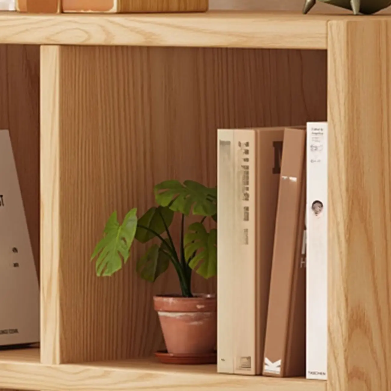 Modern Horizontal Solid Wood 8-Cube Natural Finish Bookcase Image - 10 | homeyfad