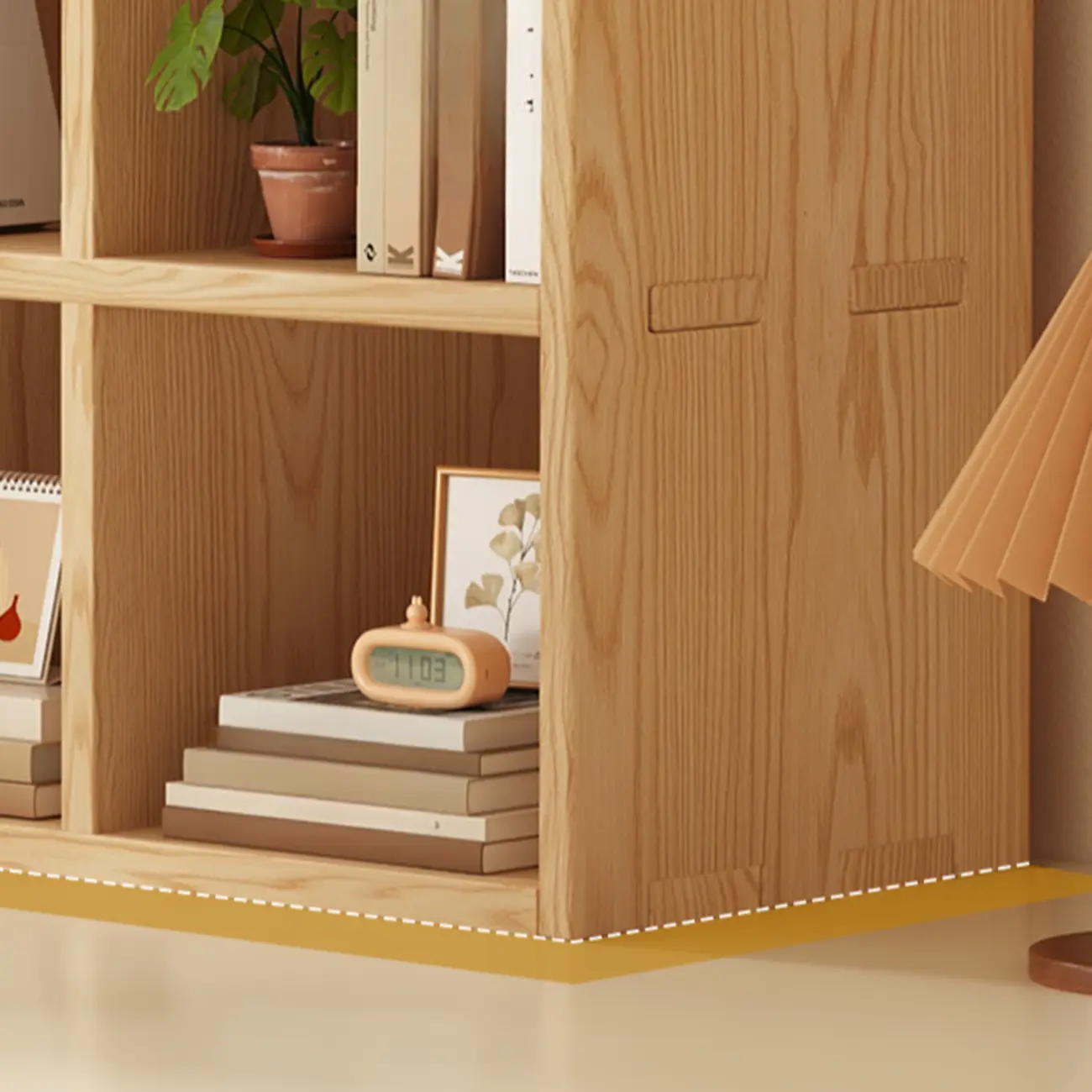 Modern Horizontal Solid Wood 8-Cube Natural Finish Bookcase Image - 12 | homeyfad