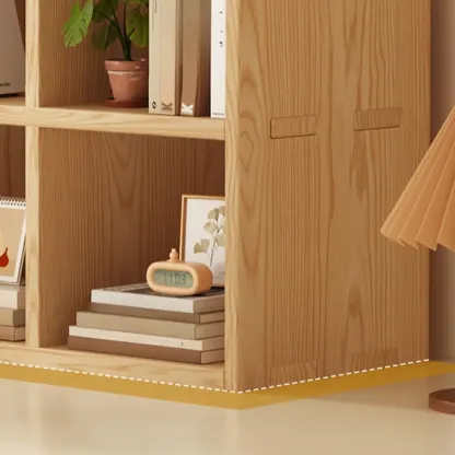 Modern Horizontal Solid Wood 8-Cube Natural Finish Bookcase Image - 12