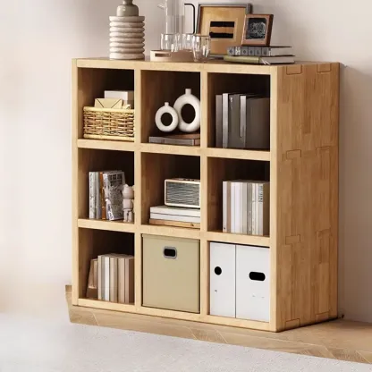 Modern Horizontal Solid Wood 8-Cube Natural Finish Bookcase Image - 13