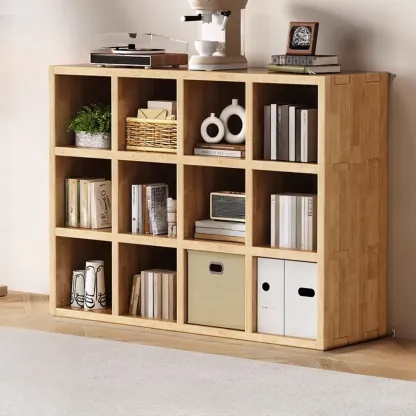 Modern Horizontal Solid Wood 8-Cube Natural Finish Bookcase Image - 15