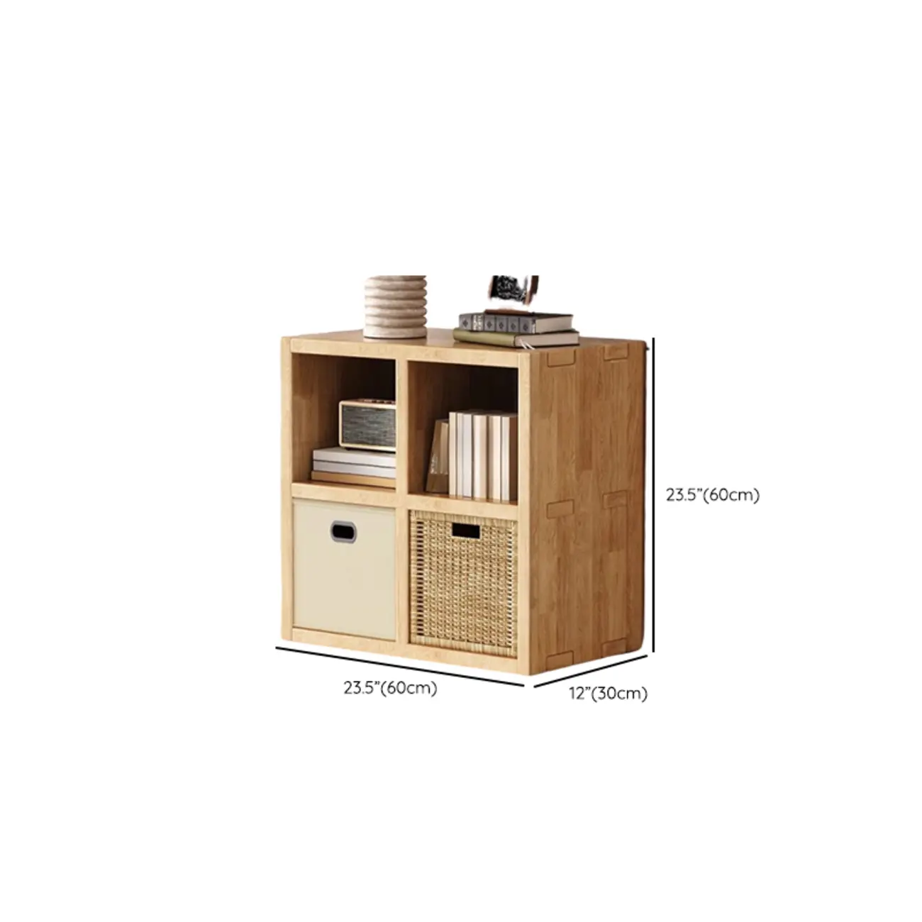 Modern Horizontal Solid Wood 8-Cube Natural Finish Bookcase #size | homeyfad