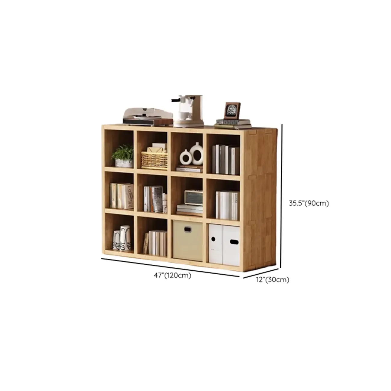 Modern Horizontal Solid Wood 8-Cube Natural Finish Bookcase Image - 18