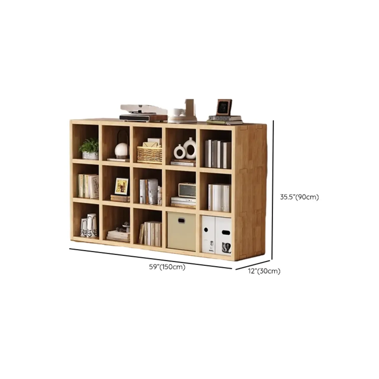Modern Horizontal Solid Wood 8-Cube Natural Finish Bookcase Image - 19
