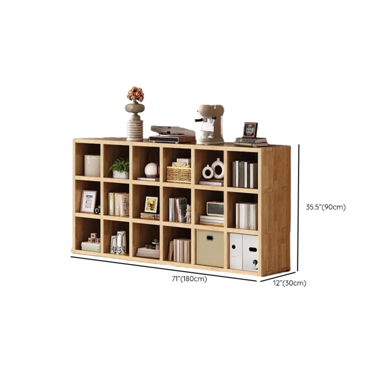 Modern Horizontal Solid Wood 8-Cube Natural Finish Bookcase Image - 20 | homeyfad