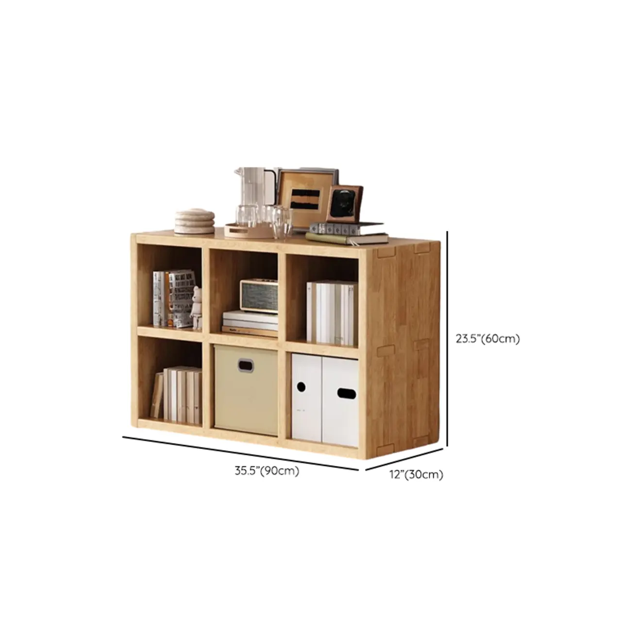 Modern Horizontal Solid Wood 8-Cube Natural Finish Bookcase Image - 21 | homeyfad
