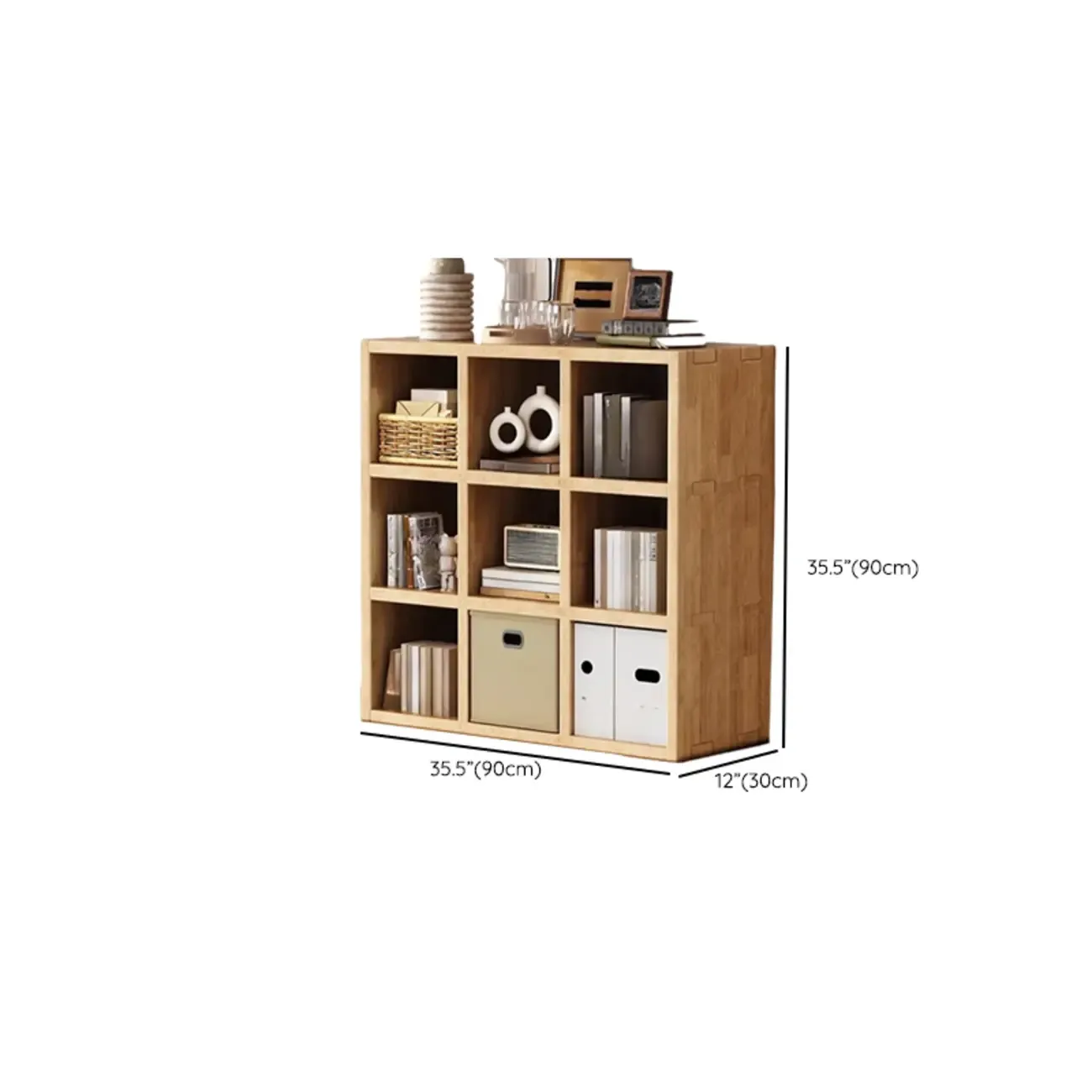 Modern Horizontal Solid Wood 8-Cube Natural Finish Bookcase Image - 22