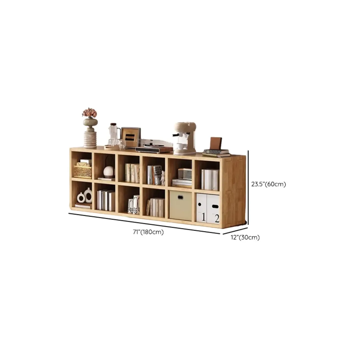 Modern Horizontal Solid Wood 8-Cube Natural Finish Bookcase Image - 25