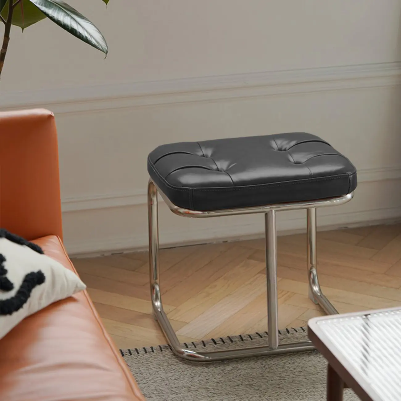 Modern Rectangular Cushioned Leather Bedroom Bench Image - 7 | homeyfad