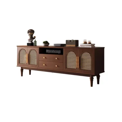 Traditional Wood TV Stand with Storage for Living Room Image - 9