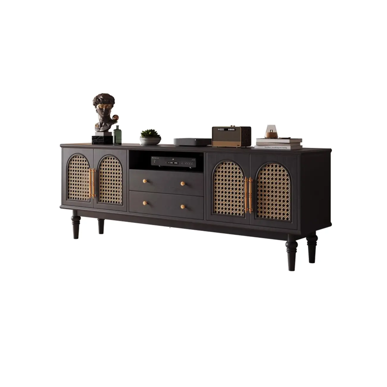 Traditional Wood TV Stand with Storage for Living Room Image - 10 | homeyfad