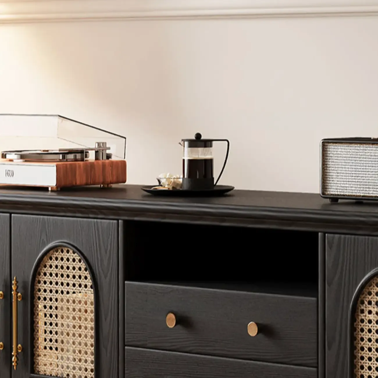 Traditional Wood TV Stand with Storage for Living Room Image - 6