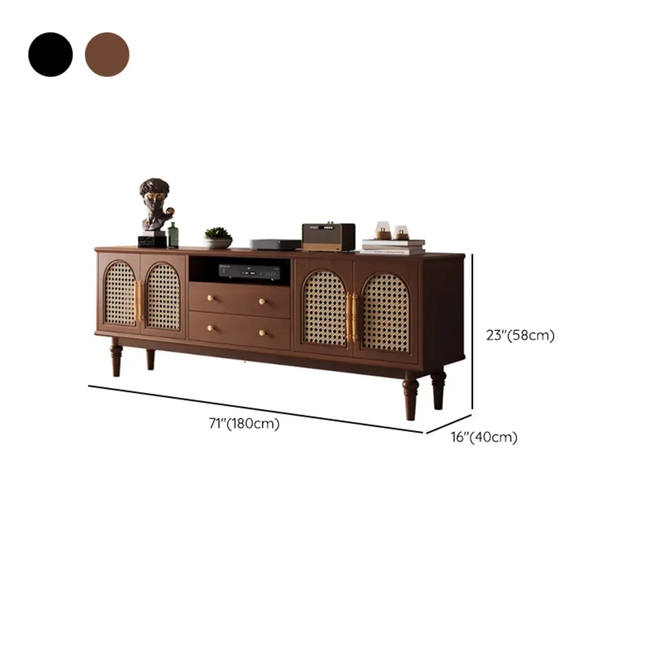 Traditional Wood TV Stand with Storage for Living Room Image - 12
