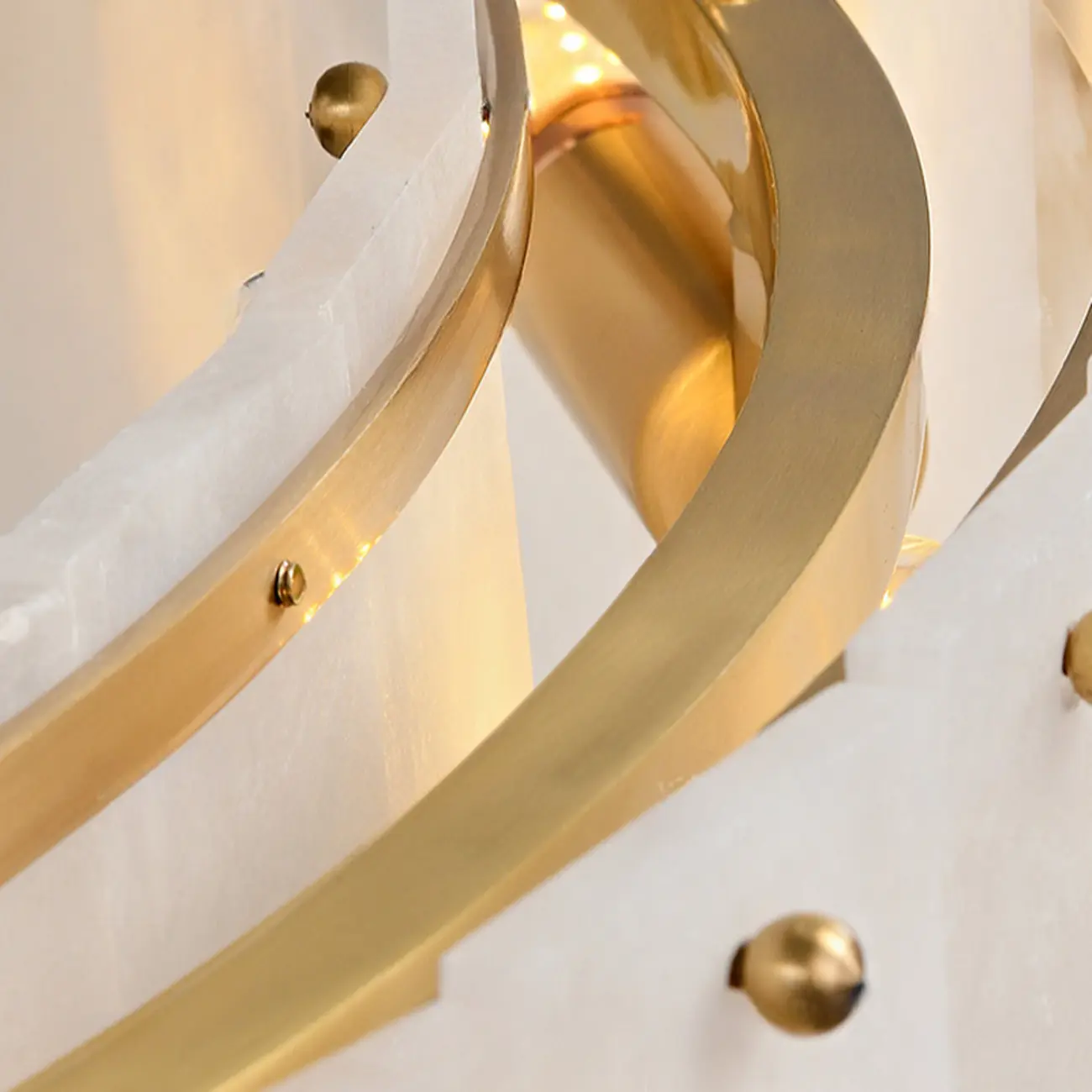 Vintage Gold Alabaster Drum Pendant Chandelier Image - 10 | homeyfad