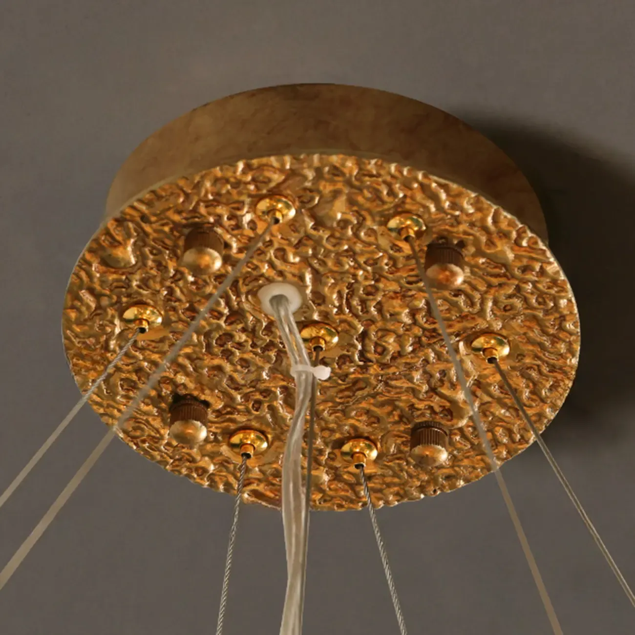 Vintage Gold Alabaster Drum Pendant Chandelier Image - 11