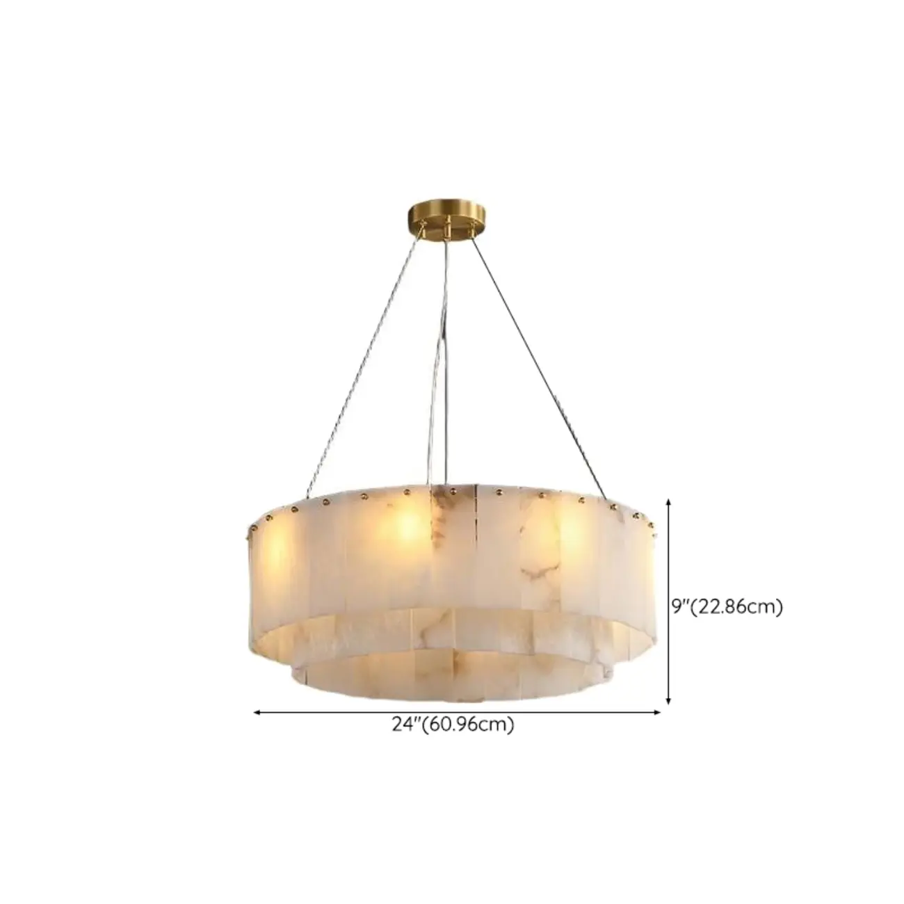 Vintage Gold Alabaster Drum Pendant Chandelier #size | homeyfad