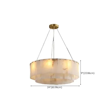 Vintage Gold Alabaster Drum Pendant Chandelier #size
