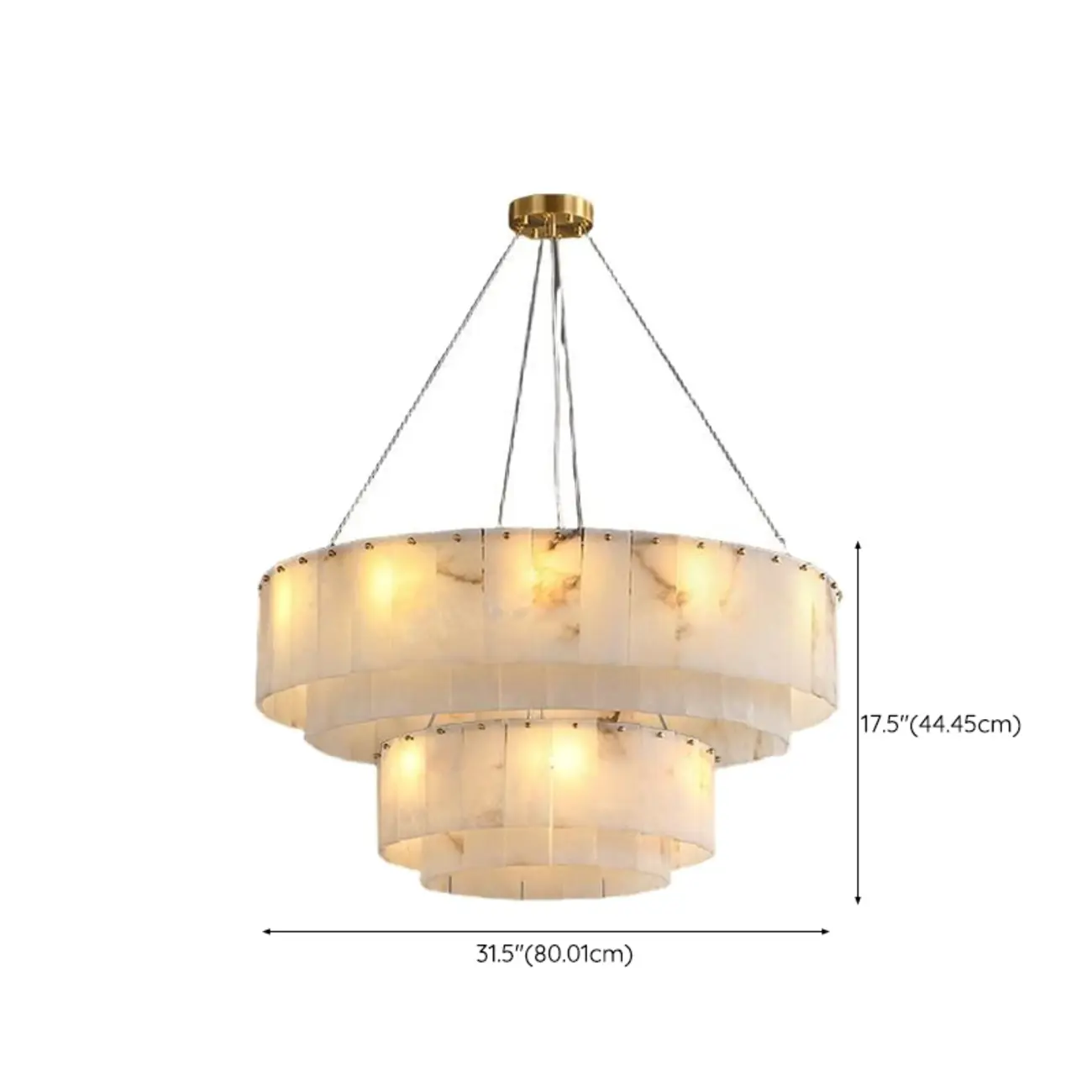 Vintage Gold Alabaster Drum Pendant Chandelier Image - 15 | homeyfad