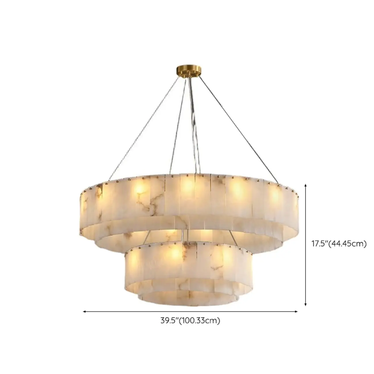 Vintage Gold Alabaster Drum Pendant Chandelier Image - 17 | homeyfad