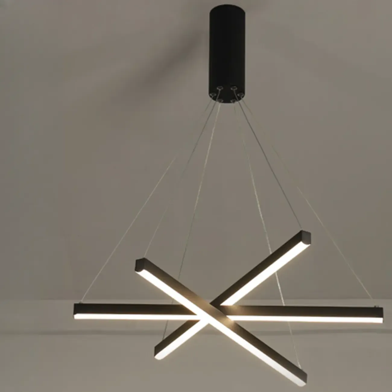 Modern Sputnik Linear LED Chandelier Pendant Light Remote  Image - 2