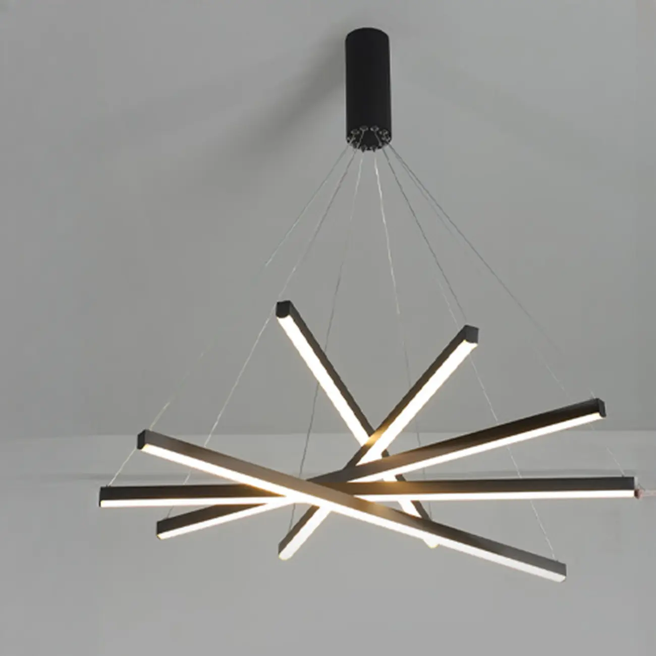 Modern Sputnik Linear LED Chandelier Pendant Light Remote  Image - 3 | homeyfad