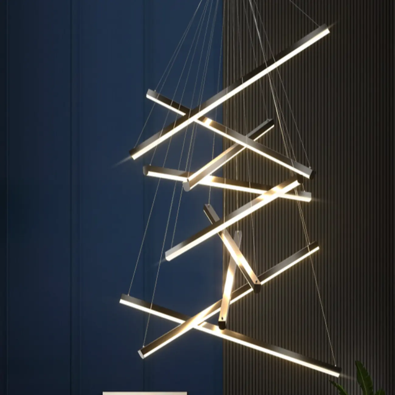 Modern Sputnik Linear LED Chandelier Pendant Light Remote  Image - 4 | homeyfad