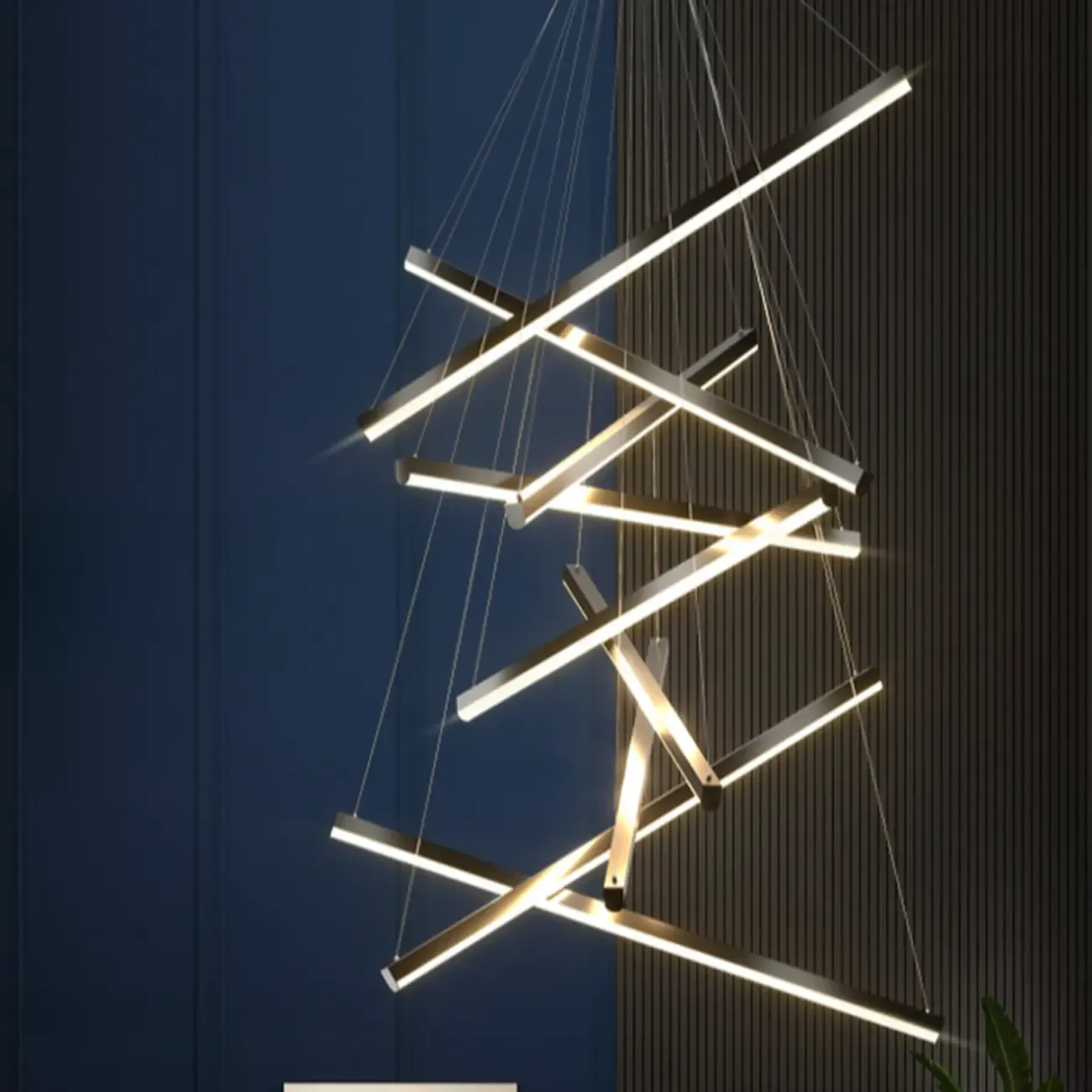 Modern Sputnik Linear LED Chandelier Pendant Light Remote  Image - 4