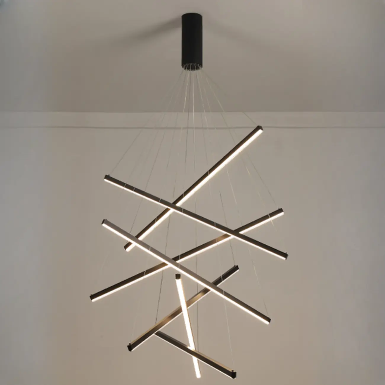 Modern Sputnik Linear LED Chandelier Pendant Light Remote  Image - 5 | homeyfad