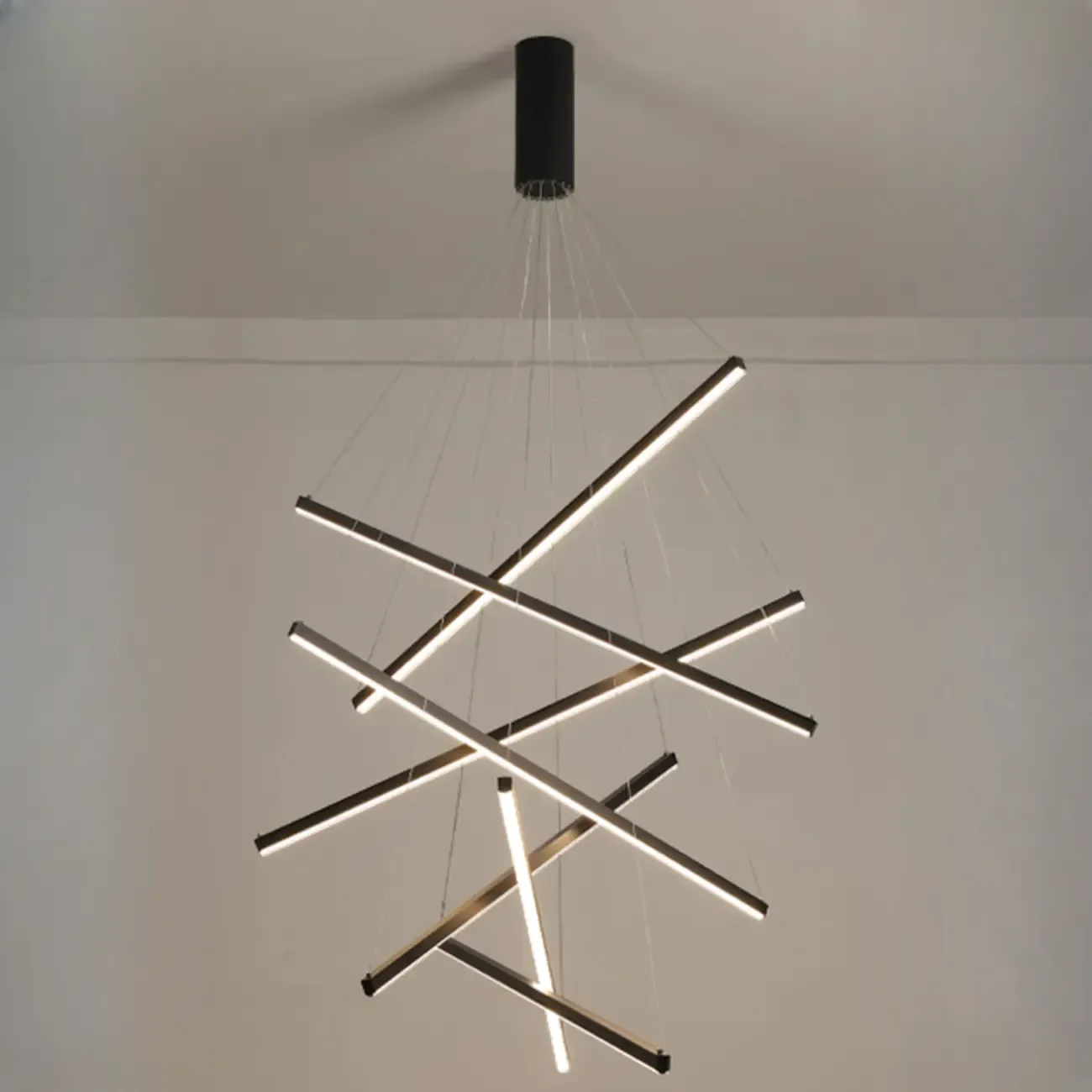 Modern Sputnik Linear LED Chandelier Pendant Light Remote  Image - 5