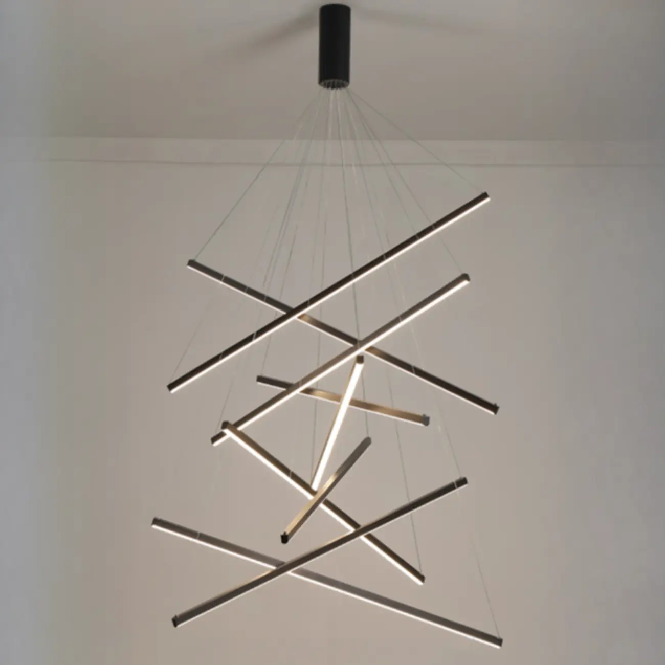 Modern Sputnik Linear LED Chandelier Pendant Light Remote  Image - 7 | homeyfad