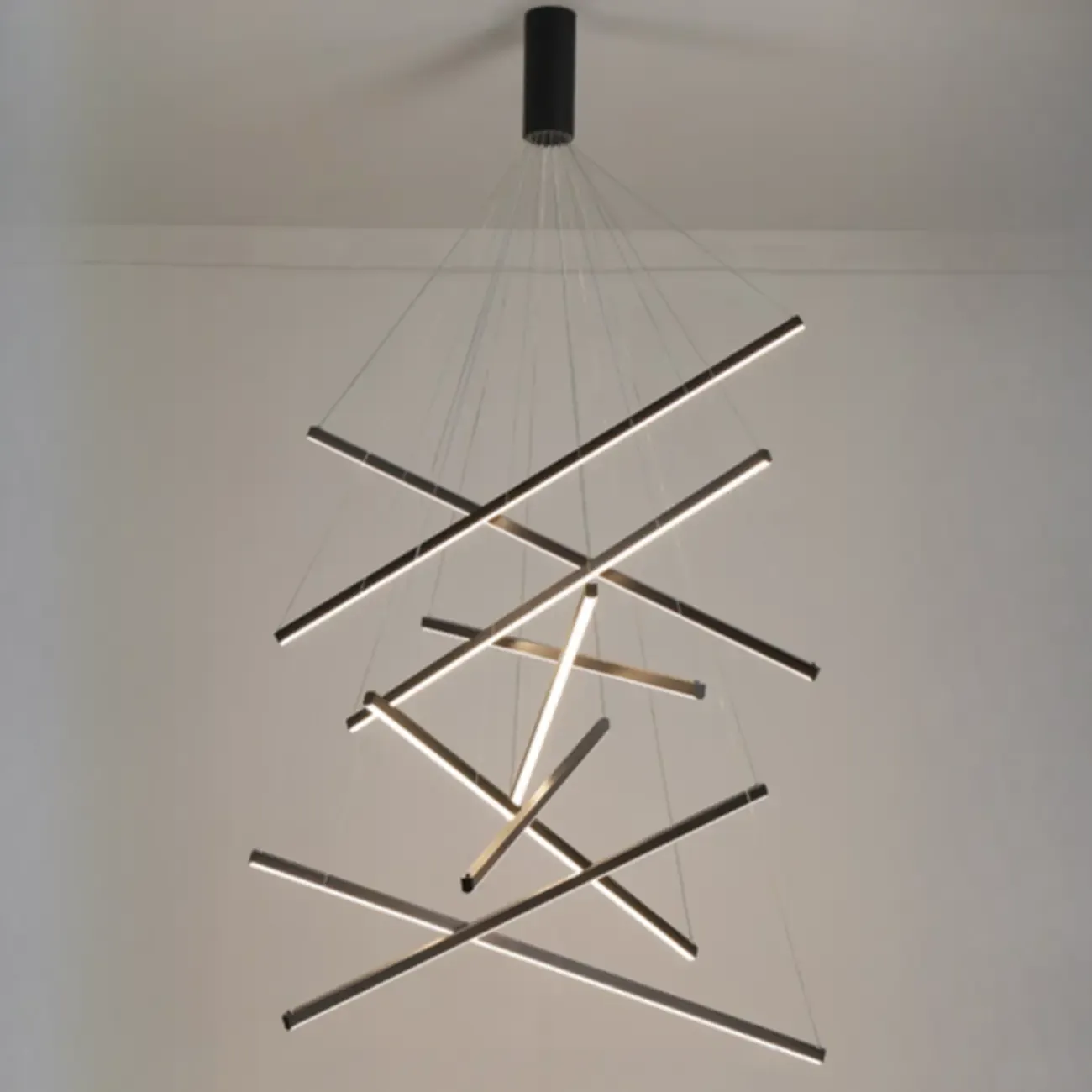 Modern Sputnik Linear LED Chandelier Pendant Light Remote  Image - 7