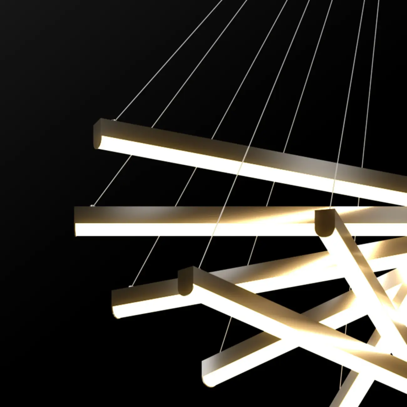 Modern Sputnik Linear LED Chandelier Pendant Light Remote  Image - 8 | homeyfad