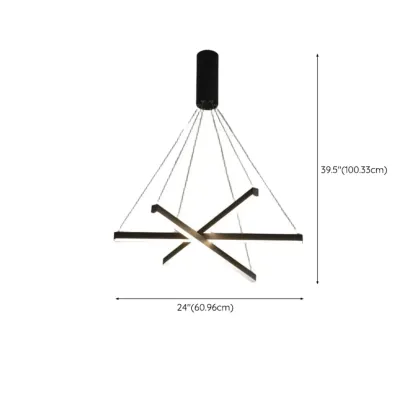 Modern Sputnik Linear LED Chandelier Pendant Light Remote  #size