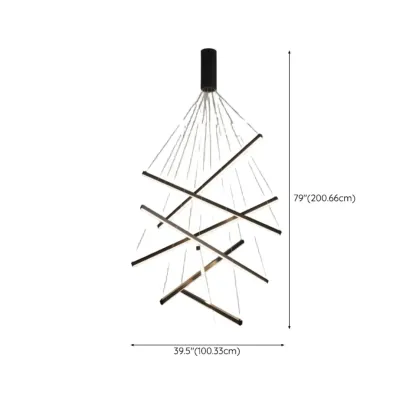 Modern Sputnik Linear LED Chandelier Pendant Light Remote  Image - 14