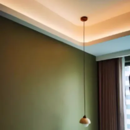 Modern 3-Light Walnut Wood Stone Cylinder Pendant Lamp Image - 3