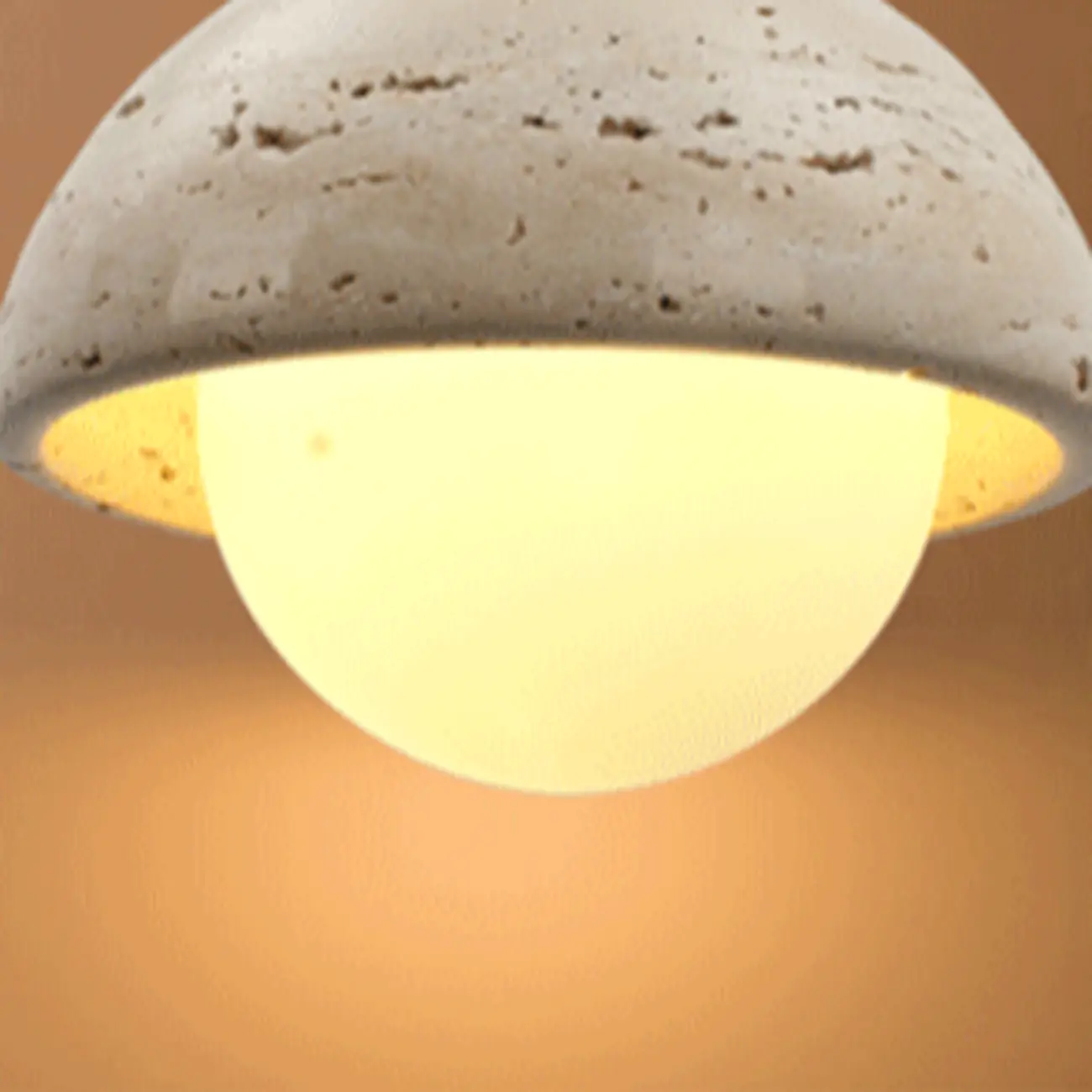 Modern 3-Light Walnut Wood Stone Cylinder Pendant Lamp Image - 7 | homeyfad